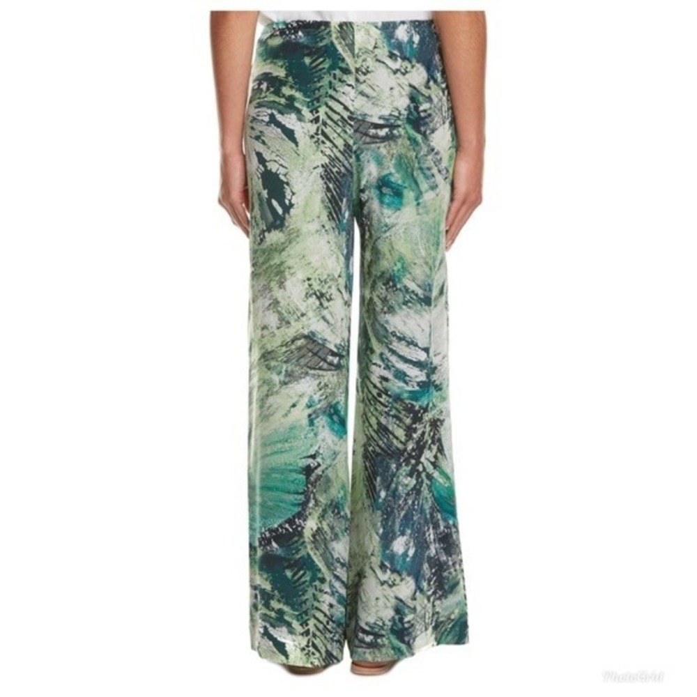 Wide-Leg Printed Palazzo Pants - Green Abstract